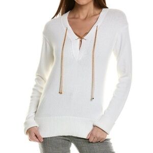 St. John (Rare) White Sweater with Gold Accents Size XS. MRSP $1095.